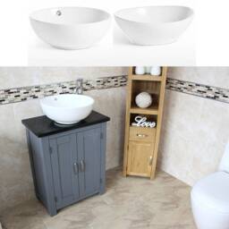 Bathroom Vanity Unit - Grey Slimline Cabinet Black Quartz Worktop 310Gbqcbc