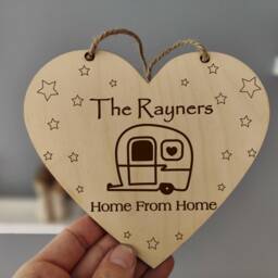 Personalised Caravan Decoration Gift Wall Art Hanging Heart Laser Engraved Plaque Decoration Him Her - thumbnail 2