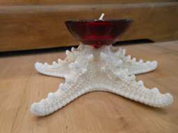 Red Glass Knobby Starfish Candle Holder - Accessory Tealight Beach Wedding Favors Decor Seashells - thumbnail 1