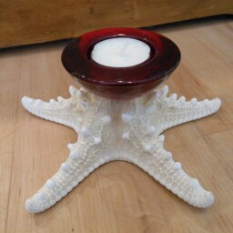 Red Glass Knobby Starfish Candle Holder - Accessory Tealight Beach Wedding Favors Decor Seashells - thumbnail 2