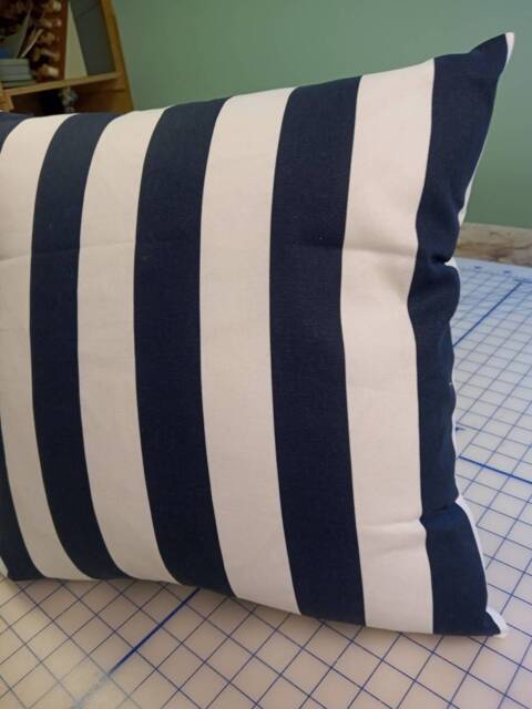 Navy & White Stripe Outdoor Pillow Cover - image 1