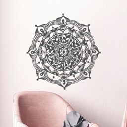 Mandala Wall Decal Bedroom - Bohemian Decor For Home Mehndi Sticker Living Room Yoga Studio Boho Accent S17 - thumbnail 2