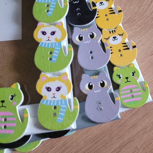 Colourful Wooden Cat Button Photo Frame 4 X 6 Inches - image 1