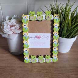 Colourful Wooden Cat Button Photo Frame 4 X 6 Inches - thumbnail 2