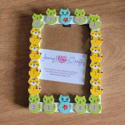 Colourful Wooden Cat Button Photo Frame 4 X 6 Inches - thumbnail 4