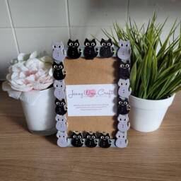Colourful Wooden Cat Button Photo Frame 4 X 6 Inches - thumbnail 3