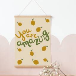 Muted Lemon Print. Positive Affirmation Wall Art, You're Amazing Quote For Girls Rooms, Boys Rooms Or A Playroom - Print Only - thumbnail 2