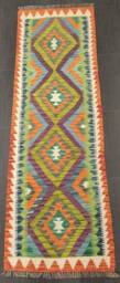 Classic Tribal Kilim Runner, Handmade Artisan Afghan Turkish Aztec Sheep Wool Runner Rug 204x67 cm - thumbnail 1