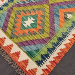 Classic Tribal Kilim Runner, Handmade Artisan Afghan Turkish Aztec Sheep Wool Runner Rug 204x67 cm - thumbnail 4