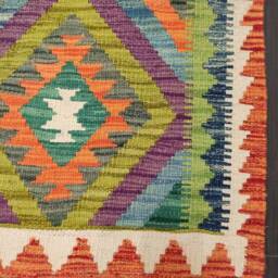 Classic Tribal Kilim Runner, Handmade Artisan Afghan Turkish Aztec Sheep Wool Runner Rug 204x67 cm - thumbnail 2