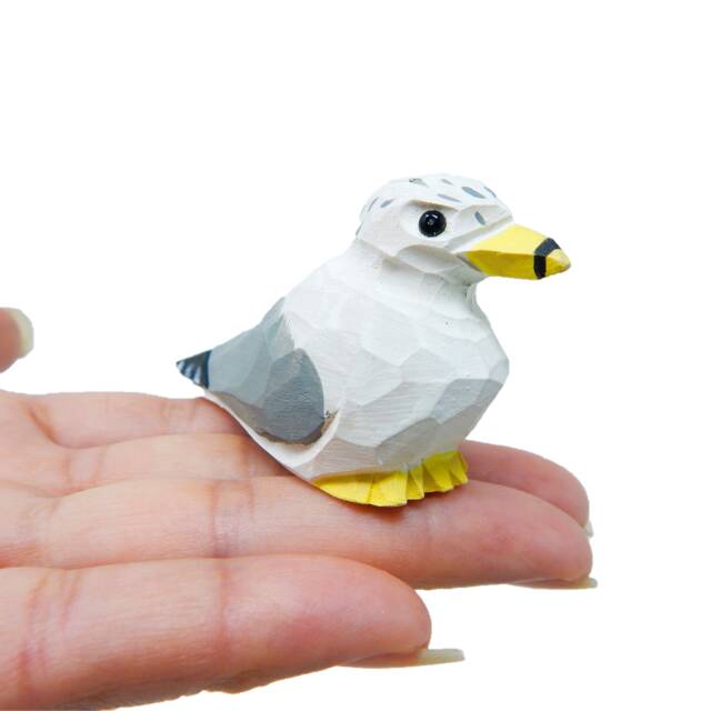Seagull Wooden Figurine - Hand-Carved Rustic Coastal Bird Decor - image 1