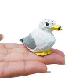 Seagull Wooden Figurine - Hand-Carved Rustic Coastal Bird Decor - thumbnail 1