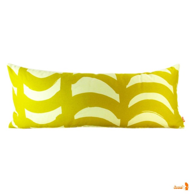 Modern Mustard Yellow Brush Strokes Pattern Cotton Linen Lumbar Pillow - image 1