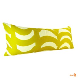 Modern Mustard Yellow Brush Strokes Pattern Cotton Linen Lumbar Pillow - thumbnail 2
