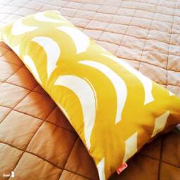 Modern Mustard Yellow Brush Strokes Pattern Cotton Linen Lumbar Pillow - thumbnail 4