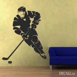 Ice Hockey Player Silhouette Sports Wall Decal - Removable Sport Vinyl Boys Room Decor A633 - thumbnail 1