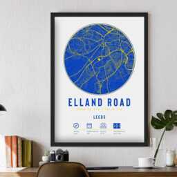 Leeds Elland Road Minimalist Map Print & Frame Gift Set - United Decor Football Dad Granddad Brother Uncle The Whites For Him - thumbnail 3
