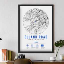 Leeds Elland Road Minimalist Map Print & Frame Gift Set - United Decor Football Dad Granddad Brother Uncle The Whites For Him - thumbnail 2
