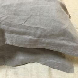 Set Of Two Shabby Chic Flanged Oxford Style Pre Washed 100% Flax Linen Pillow Case Cover Shams Stone Grey/White - thumbnail 3