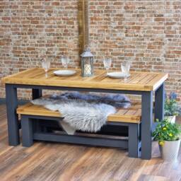 Garden Table Outdoor Furniture Dining - Solid Oak - thumbnail 2