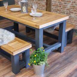 Garden Table Outdoor Furniture Dining - Solid Oak - thumbnail 3