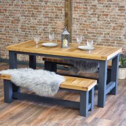 Garden Table Outdoor Furniture Dining - Solid Oak - thumbnail 4