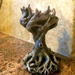 Tree Tea Light Holder, Yggdrasil The World Tree, Hand Painted Resin Sculpture - Earthy Fantasy Decor Witchy Gift & Gothic Home - thumbnail 2