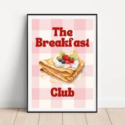 Pink The Breakfast Club Kitchen Print, Retro Wall Art, Brunch Prints, Foodie Waffles, Gallery Wall, Decor Prints - thumbnail 2