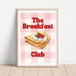 Pink The Breakfast Club Kitchen Print, Retro Wall Art, Brunch Prints, Foodie Waffles, Gallery Wall, Decor Prints - thumbnail 1