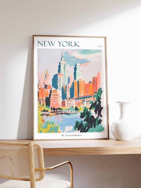 New York City Travel Poster Vintage Style Wall Art - image 1