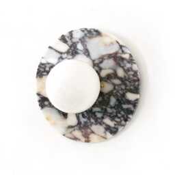 Large Minimalist Calacatta Viola Marble Flush Mount Light Fixture Wall Sconce Round Lamp Vanity - thumbnail 2