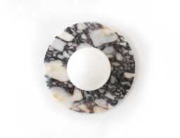 Large Minimalist Calacatta Viola Marble Flush Mount Light Fixture Wall Sconce Round Lamp Vanity - thumbnail 1