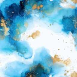 Teal Watercolour Cushion Cover Blue Pillow Home Decor Gold Abstract - thumbnail 2