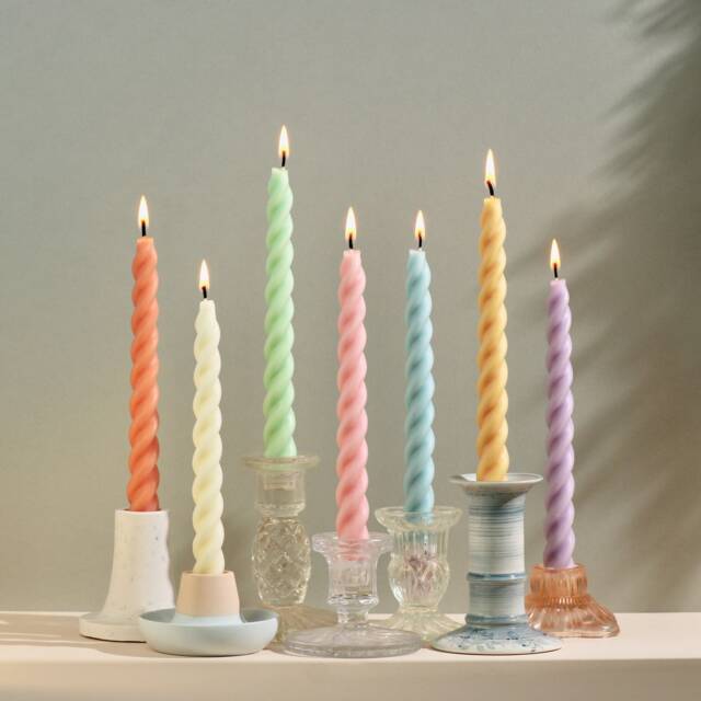 Twist Taper Candles Beeswax Soy Blend, Pastel Colors, Unscented Home Decor - image 1