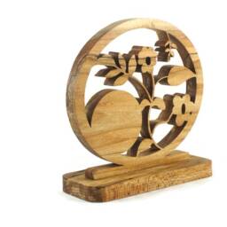 Floral Desk/Shelf Clock Handmade From Spalted Maple Wood With Quartz Insert - thumbnail 3