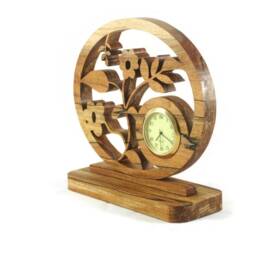 Floral Desk/Shelf Clock Handmade From Spalted Maple Wood With Quartz Insert - thumbnail 2