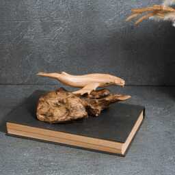 Hand Carved Wooden Whale Statue Rustic Decor, 6.4 - thumbnail 4