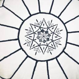 White Moroccan Pouf Leather - Luxury Ottomans Footstools-Leather Pouf-Handmade Pouf-Genuine Leather-Artisan - thumbnail 4