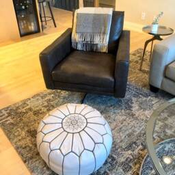 White Moroccan Pouf Leather - Luxury Ottomans Footstools-Leather Pouf-Handmade Pouf-Genuine Leather-Artisan - thumbnail 2