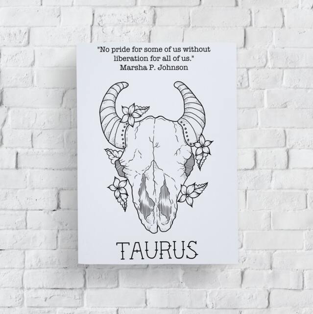 Taurus Astrology Print Feminist Zodiac Art Birthday Gift - image 1