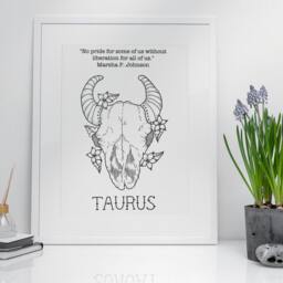 Taurus Astrology Print Feminist Zodiac Art Birthday Gift - thumbnail 2