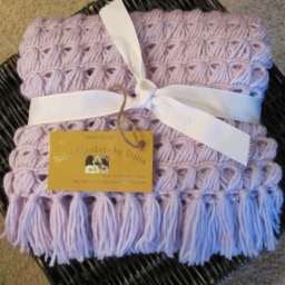 Lilac Crochet Baby Blanket, Soft Lavender Newborn Afghan, Purple Stroller Girl Shower Gift - thumbnail 2