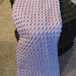 Lilac Crochet Baby Blanket, Soft Lavender Newborn Afghan, Purple Stroller Girl Shower Gift - thumbnail 3