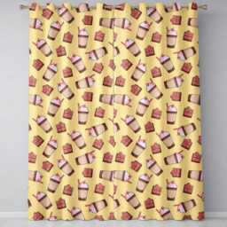 Cute Chocolate Milkshake Strawberry Sweet Drink Seamless Pattern Readymade Eyelet Ring Top Thermal 100% Blackout Curtains - thumbnail 2