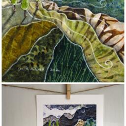 Mountain Side, Gifts For Him, Rustic Camping, Earth Day, Earthy Greens, Unisex Gift Idea, 8.5 X 11 Archival Reproduction Print - thumbnail 2