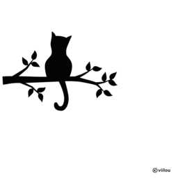 Wall Sticker Cat On Branch Tattoo Cats Illustration Silhouettes Decals Glass Door Stickers Decor Animals Tattoos - thumbnail 1