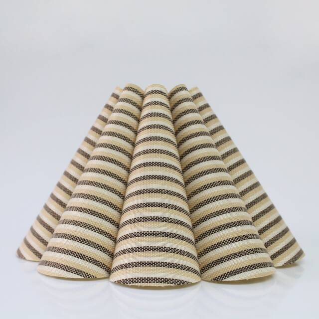 Handmade Light Yellow Striped Fabric Lampshade - Custom Size-90# - image 1