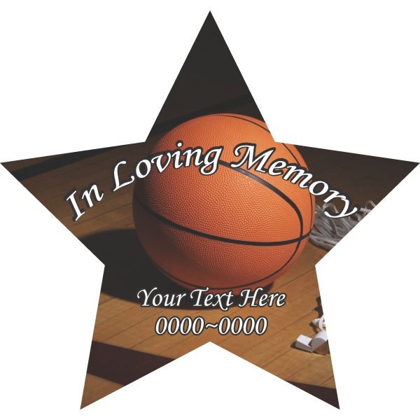 Basketball in Loving Memory Full Color Star Shape 012 Custom Vinyl Wall Decal Or Car Sticker - Ilmfullcolorstar012Et