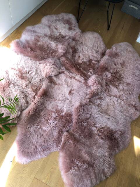 xxl Sheepskin Rug, Genuine Sheepskin, Pink Fur Dusky Pink, Rose Vintage Interior Accessories, Bed Throw - image 1
