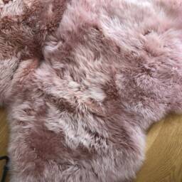 xxl Sheepskin Rug, Genuine Sheepskin, Pink Fur Dusky Pink, Rose Vintage Interior Accessories, Bed Throw - thumbnail 4